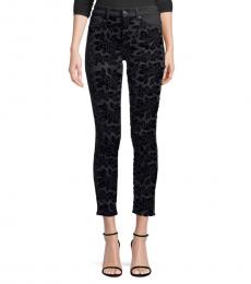 7 For All Mankind Black Floral Skinny Ankle Jeans