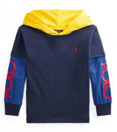 Ralph Lauren Little Boys Navy Logo Hooded T-shirt