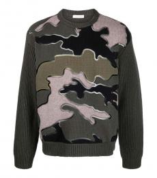 Olive Camo Print Sweater