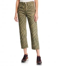 Green Maya High-Rise Ankle Straight Jeans