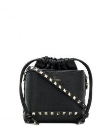 Valentino Garavani Black Studded Small Bucket Bag