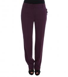 Cavalli Class Dark Purple Straight Dress Pants