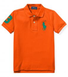 Ralph Lauren Little Boys Sailing Orange Mesh Polo