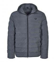 Fred Perry Dark Grey Logo Embroidery Hooded Jacket