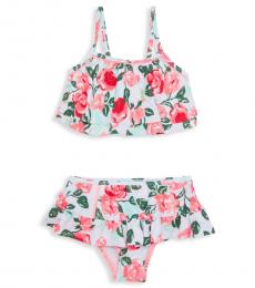 Betsey Johnson Little Girls Multicolor 2-Piece Floral Swim Set
