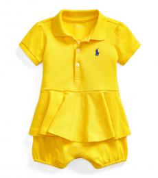 Ralph Lauren Baby Girls Lemon Peplum Bubble Shortall