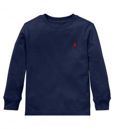 Ralph Lauren Little Boys Cruise Navy Long Sleeve T-Shirt
