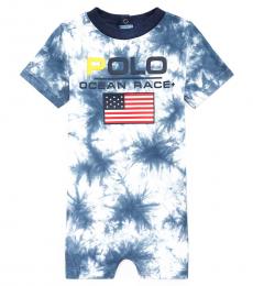 Ralph Lauren Baby Boys Blue White Tie-Dye Shortall