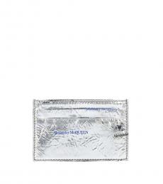 Alexander McQueen Silver All Over Logo Card Holder