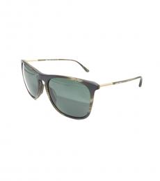 Striped Grey Horn Square Sunglasses