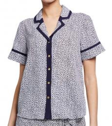 Michael Kors Blue Pattern Contrast Trim PJ Top