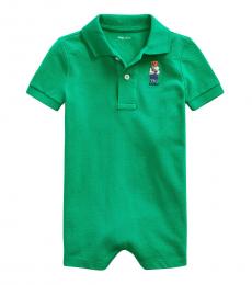 Ralph Lauren Baby Boys Chroma Green Fanny Pack Bear Shortall