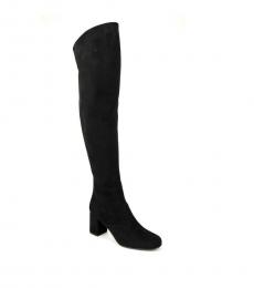 Saint Laurent Black Suede Knee High Boots