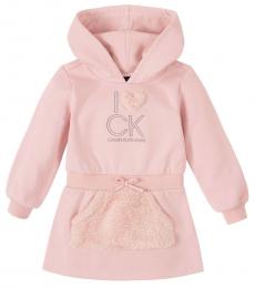 Calvin Klein Baby Girls Pink Hooded Fleece Dress