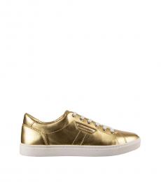 Dolce & Gabbana Gold Leather Logo Sneakers