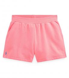 Ralph Lauren Girls Ribbon Pink Fleece Shorts