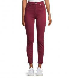 7 For All Mankind Maroon Ankle Skinny Jeans