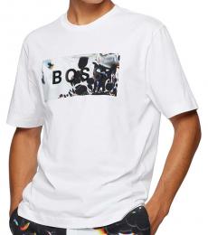White Relaxed-Fit Abstract Logo T-Shirt