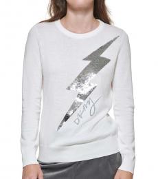 DKNY White Embellished Sweater