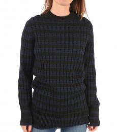 Navy Blue Striped Oversize Sweater