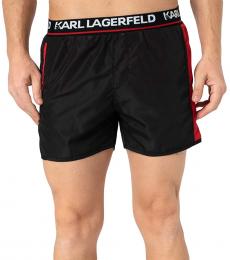 Karl Lagerfeld Black Logo Waist Band Sports Swim Shorts