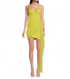 BCBGMaxazria Yellow Ruched Mini Cocktail Dress