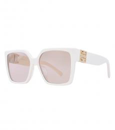 Givenchy White Brown Mirror Square Sunglasses