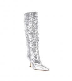 Michael Kors Silver Sequin Embellished Boots