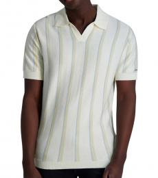 Karl Lagerfeld Natural Johnny Collar Knit Stripe Polo