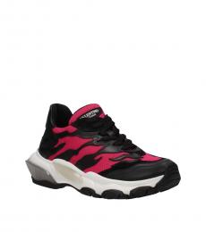 Valentino Garavani Black Fuchsia Sporty Sneakers