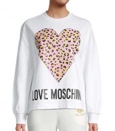 Love Moschino White Logo Graphic Sweatshirt