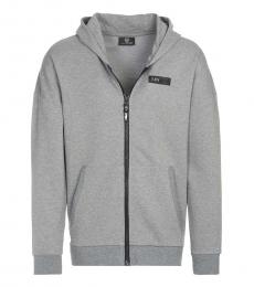 Philipp Plein Grey Logo Hoodie Jacket