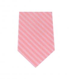 Pink Traditional Striped Slim Silk Tie