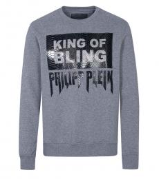 Philipp Plein Grey Front Logo Sweater