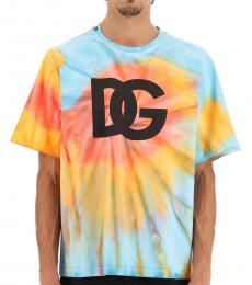 Dolce & Gabbana Multi color Logo Print Tye-Dye T-Shirt