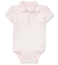 Ralph Lauren Baby Girls Delicate Pink Interlock Polo Bodysuit