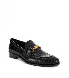 Cavalli Class Black Embossed Leather Loafers