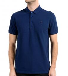 Versace Collection Dark Blue Graphic Print Polo
