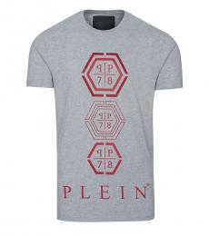 Philipp Plein Grey Logo Graphic T-Shirt