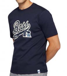 Hugo Boss Navy Blue Russell Relaxed-Fit Cotton T-Shirt