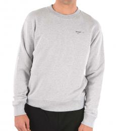 Light Grey Solid Color Slim Fit Crewneck Sweatshirt