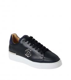 Philipp Plein Navy Blue Logo Sneakers