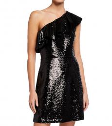 Michael Kors Black Sequined One-Shoulder Dress