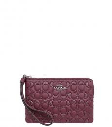 Coach Cherry Glitter Signature Corner Zip Wristlet