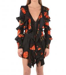 Philipp Plein Black V-Neck Ruffle Dress