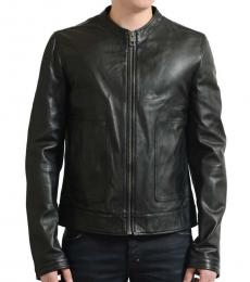 Dolce & Gabbana Black Leather Full Zip Basic Jacket
