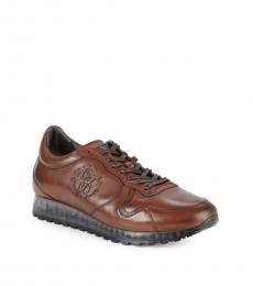 Roberto Cavalli Brown Logo Platform Sneakers