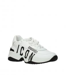 Dsquared2 White Black Icon Leather Sneakers