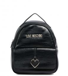 Love Moschino Black Heart Charm Small Backpack