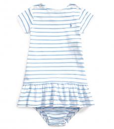 Ralph Lauren Baby Girls Chatham Blue Striped Jersey Dress